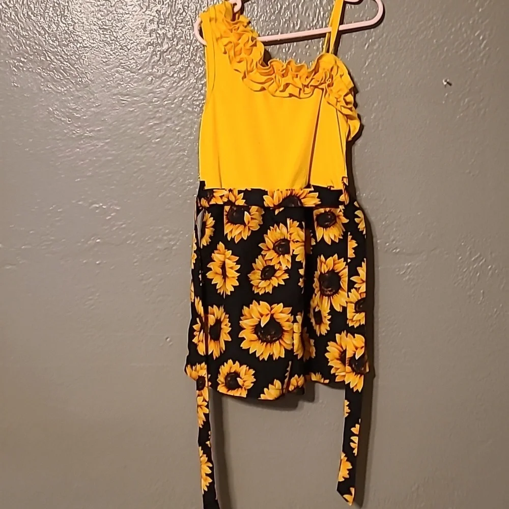 Shein Girls Cute Adorable Stylish Size 8 Sunflower Romper EUC - Picture 3 of 10